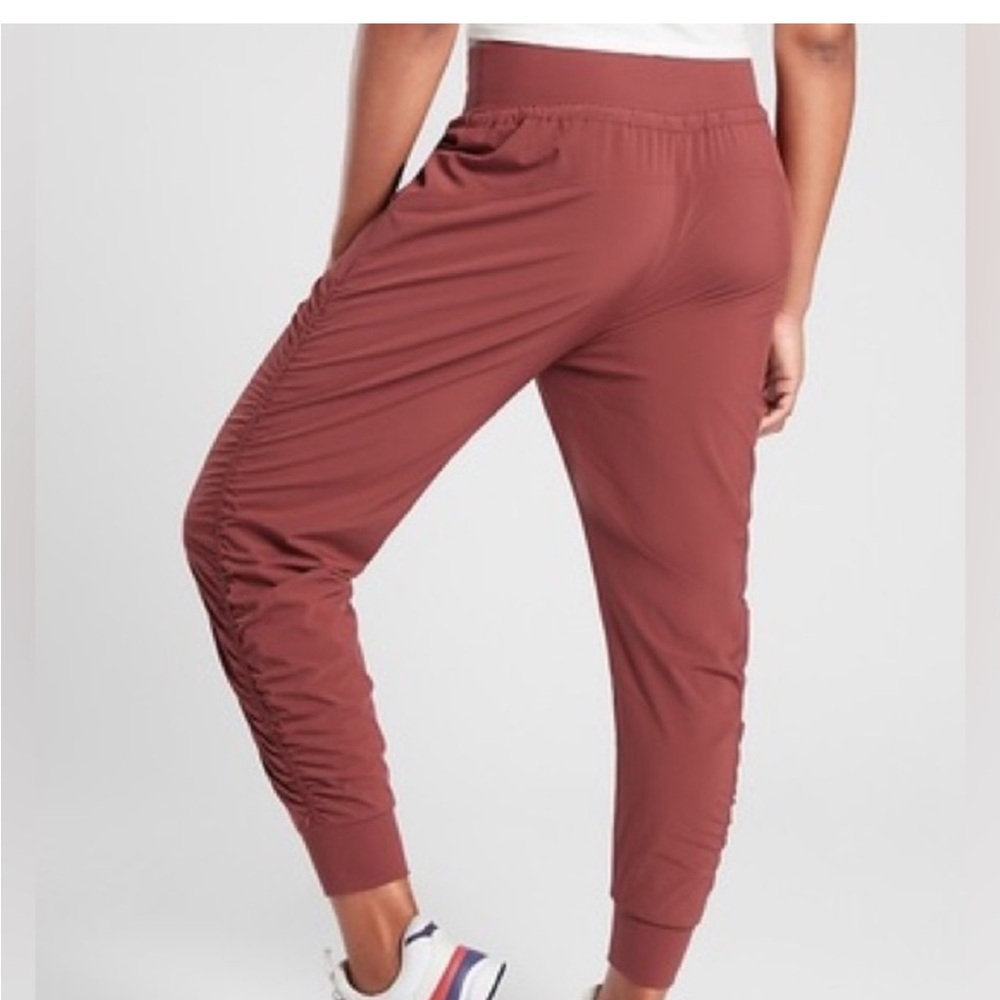 Athleta Rust Red Ruched Track Joggers - Picture 14 of 15